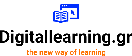 Το λογότυπο του digitallearning.gr . Ένα παράθυρο πλοήγησης με έναν εμφανή δείκτη ποντικιού και ένα βιβλίο να βγαίνει από μέσα